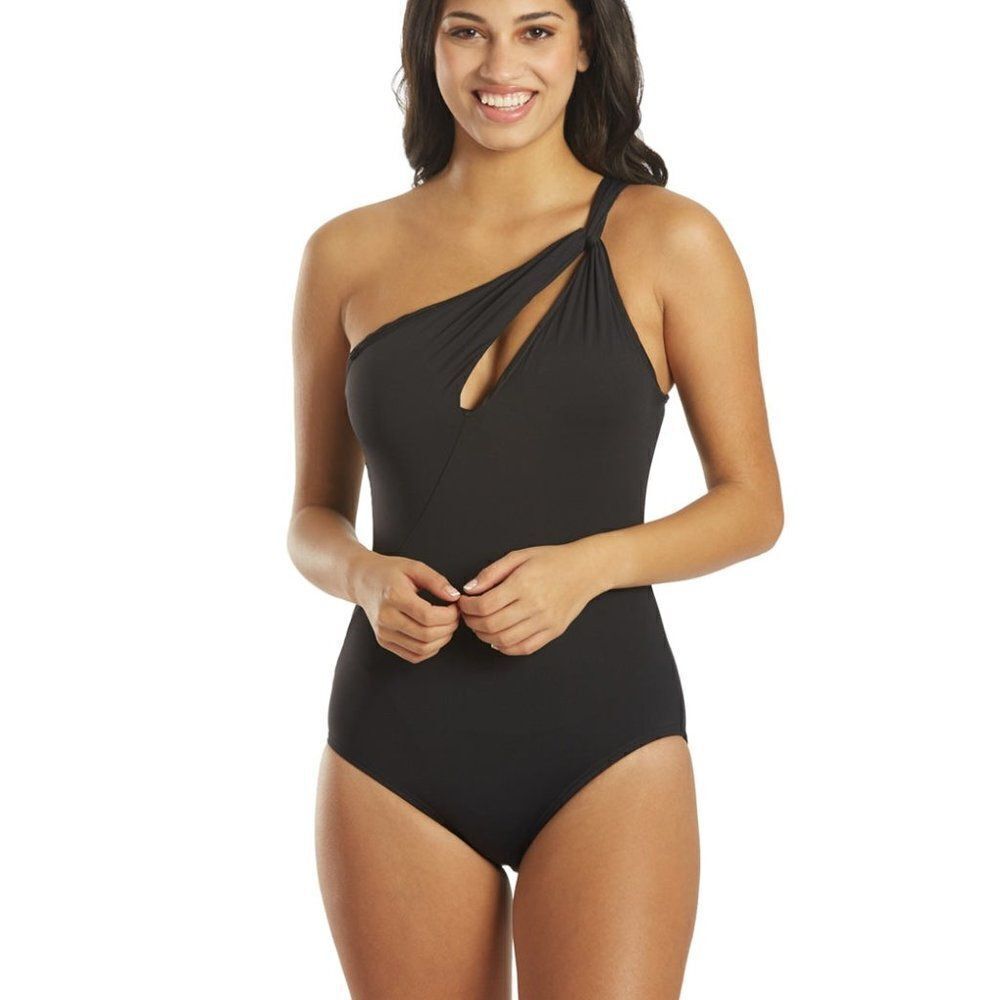 Carmen Marc Valvo Women's Twisted Tides One Shoulder Cut Out One Piece S…